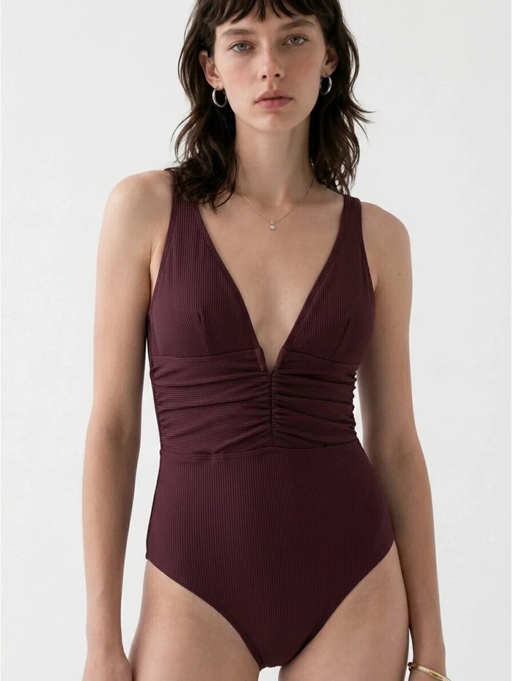 CUPSHE Bayou Tummy Control One-Piece Swimsuit Size M Burgandy/Maroon NWT [COPY]